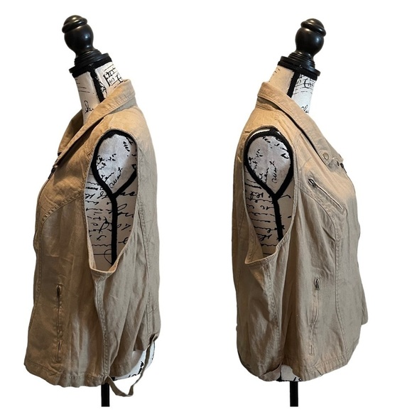 Maurices Asymmetrical Zip Vest Tan Brown Khaki Plus Size 3XL Safari Linen NWT - Picture 11 of 16